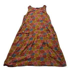 Gundrun Sjoden Dress Womens Small Colorful Floral Sleeveless Knee Length Pockets